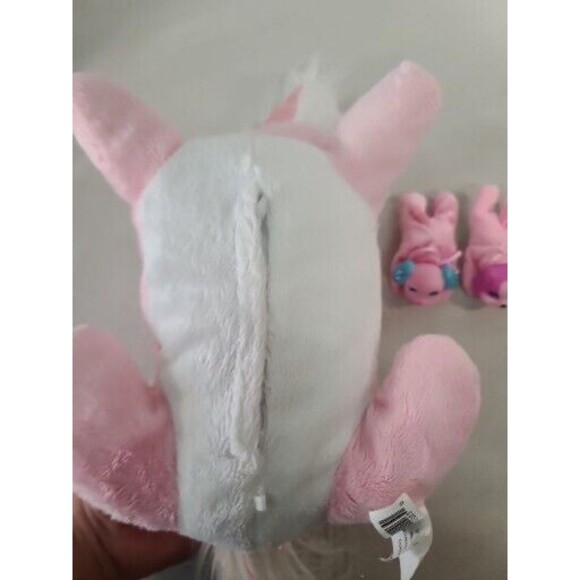 Puppy Surprise Pink and White Mom and Two Puppies Pups Stuffed Animal Plush Toy - Picture 5 of 8